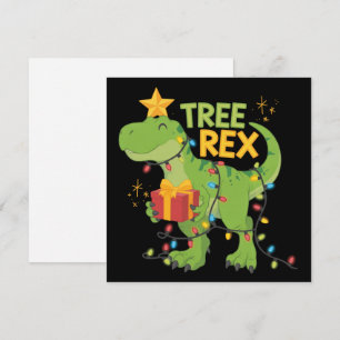 Boom Rex Dinosaur Familie Kerst Groep Matching Feestdagenkaart