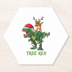 Boom Rex Dinosaur kerstboomkostuum Kartonnen Onderzetters