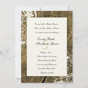 Boom Rings Shabby Lace Wedding Invitation Kaart