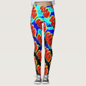 Boom Rood en Geel Comic Book Action Bubble Leggings (Voorkant)