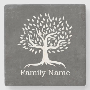 Boom Rustic Chalkboard Familienaam Stenen Onderzetter