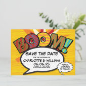 BOOM Save the Date Leuk Retro Strip Pop Art Kaart (Staand voorkant)