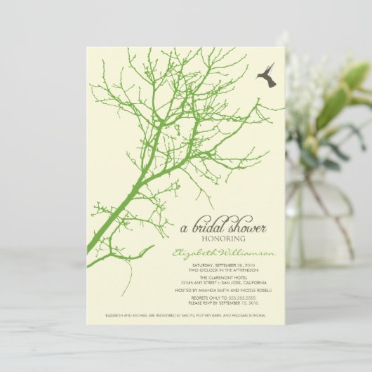 Boom Silhouette Bridal Shower Invitation (limoen) Kaart (Staand voorkant)