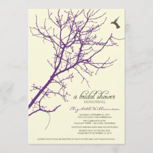 Boom Silhouette Bridal Shower Invitation (paars) Kaart