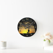 Boom Silhouette van Man en hond op zonsondergang Ronde Klok (Huis)
