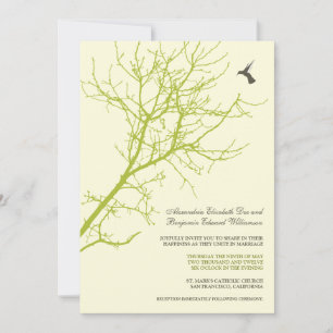 Boom Silhouette Wedding Invitation (kalkgroen) Kaart