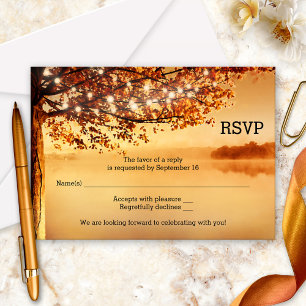 Boom Snoer Lichtjes Herfst Bruiloft RSVP Kaart