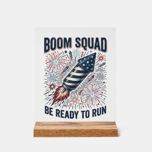 Boom Squad Patriottische Vuurwerk Vintage T-shirt Acryl Bord