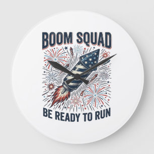 Boom Squad Patriottische Vuurwerk Vintage T-shirt Grote Klok