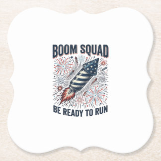 Boom Squad Patriottische Vuurwerk Vintage T-shirt  Kartonnen Onderzetters