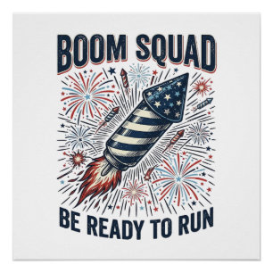 Boom Squad Patriottische Vuurwerk Vintage T-shirt Perfect Poster