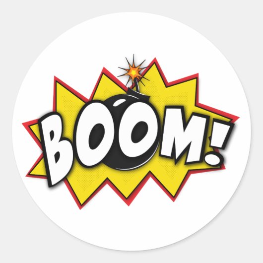 Boom Superhero Comic Action Words Ronde Sticker (Voorkant)