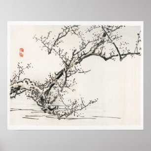 Boom tegen de achtergrond van water door Kōno Bair Poster