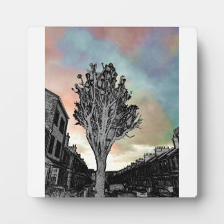 Boom tekening tegen foto fotoplaat