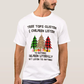 Boom Topjes luisteren en kinderen luisteren naar n T-shirt