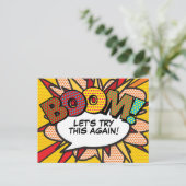 BOOM uitgesteld wijziging datum stripboek Pop Art Briefkaart (Staand voorkant)