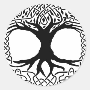 Boom van de mythologie Life Yggdrasil Norse wicca Ronde Sticker