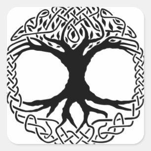 Boom van de mythologie Life Yggdrasil Norse wicca Vierkante Sticker