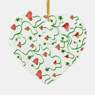Boom van harten en sterren kerstornament keramisch ornament
