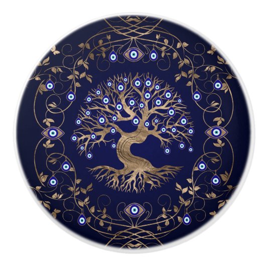 Boom van het boze oog keramische knop (Voorkant)