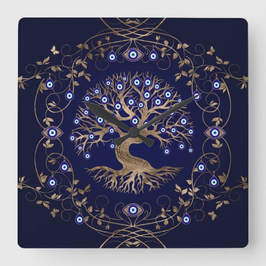 Boom van het boze oog vierkante klok (Voorkant)