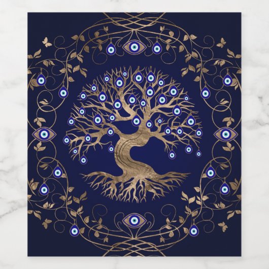 Boom van het boze oog wijn etiket (Enkel label)