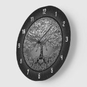 Boom van het hart van het leven in zwart-wit grote klok (Hoek)