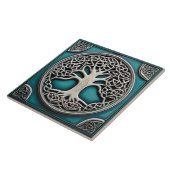 Boom van het Leven Aqua Turquoise Faux Relief Celt Tegeltje (Zijkant)