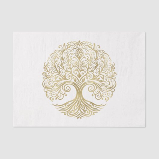 Boom van het Leven Cream & Goud Keltische Bruiloft Tissuepapier (Voorkant)