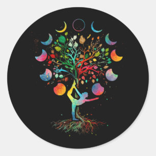 Boom van het leven Meditatie Maansverduistering Ma Ronde Sticker