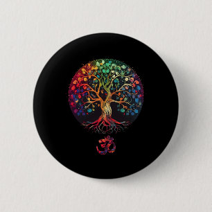 Boom van het Leven Met Om Symbool Yoga Ronde Button 5,7 Cm