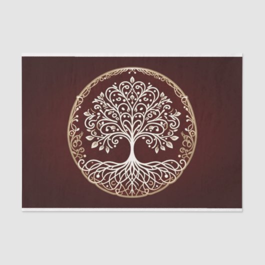 Boom van het leven rustieke donkerrode Keltische b Tissuepapier (Voorkant)