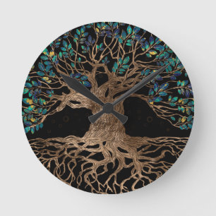 Boom van het leven - Yggdrasil Golden en marmer Ronde Klok