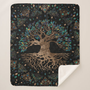 Boom van het leven - Yggdrasil Golden en marmer Sherpa Deken