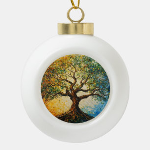 Boom van Kennis - olieverfschilderij Keramische Bal Ornament