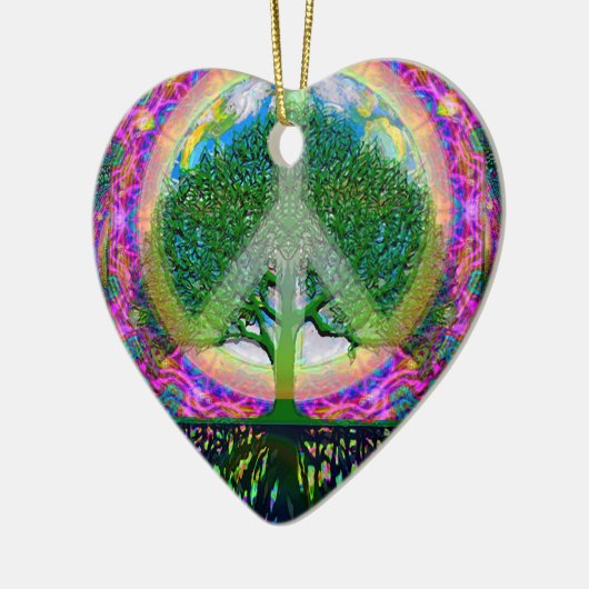 Boom van levenseenheid en vrede keramisch ornament (Links)