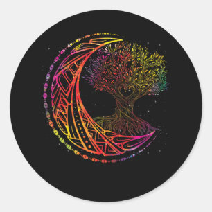 Boom van levensmiddelencresent Moon Phases Mandala Ronde Sticker