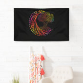 Boom van levensmiddelencresent Moon Phases Mandala Spandoek (Insitu)