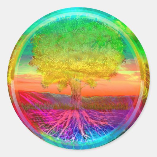 Boom van levenswonderen ronde sticker (Voorkant)