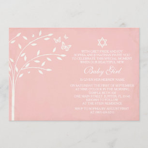 Boom van Life Baby Girl Naming Day Invite Butterfl Kaart