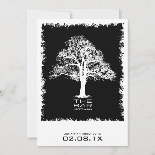 Boom van Life Bar Mitzvah Invitation Black Kaart (Voorkant)