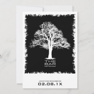 Boom van Life Bar Mitzvah Invitation Black Kaart