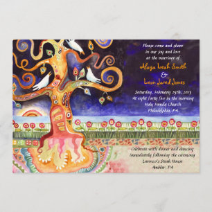 Boom van Life Doves Joodse huwelijksuitnodiging Kaart