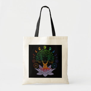 boom van life lotus flower moon maanfasen heilig tote bag