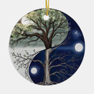 Boom van Life Yin Yang Keramisch Ornament