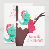 Boom vogel naaien naald draad kerstkaart (Voorkant / Achterkant)