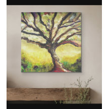 Boom Vogel Schilderij Landschap Platteland Kunst D