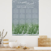Boom winter bruiloft grijs 12 tafel zitkaart poster (Keuken)