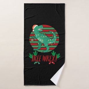 Boom Wrex! T Rex Kerstboom Grappige Dinosaurus Pun Badhanddoek