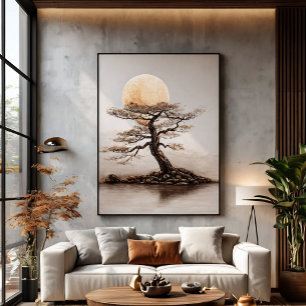 Boom Zonsondergang Gloed Poster
